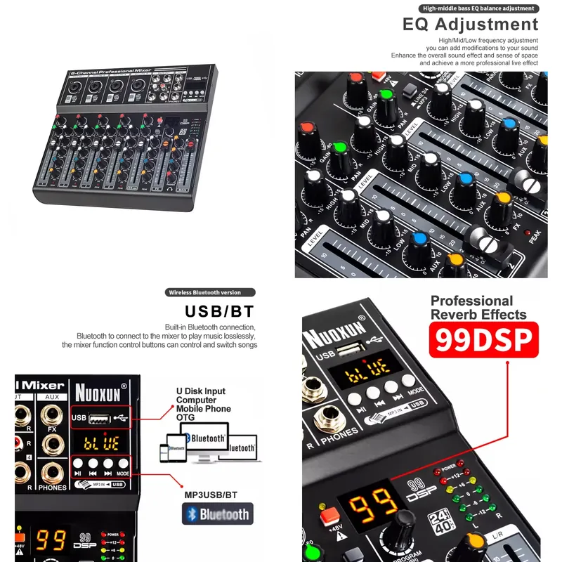 Audio Interface - Аудиомикшер, звуковая консоль, настольная система, 6-канальный